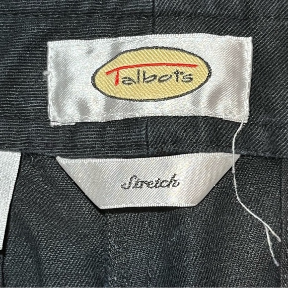 Talbots Stretch Linen Blend Pants Womens Size 12 Black Straight Leg Chinos - Picture 6 of 12